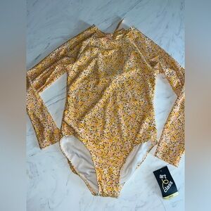 Art class 1 piece swim Shirt rash guard long sleeve bathing suit l 10/12 floral
